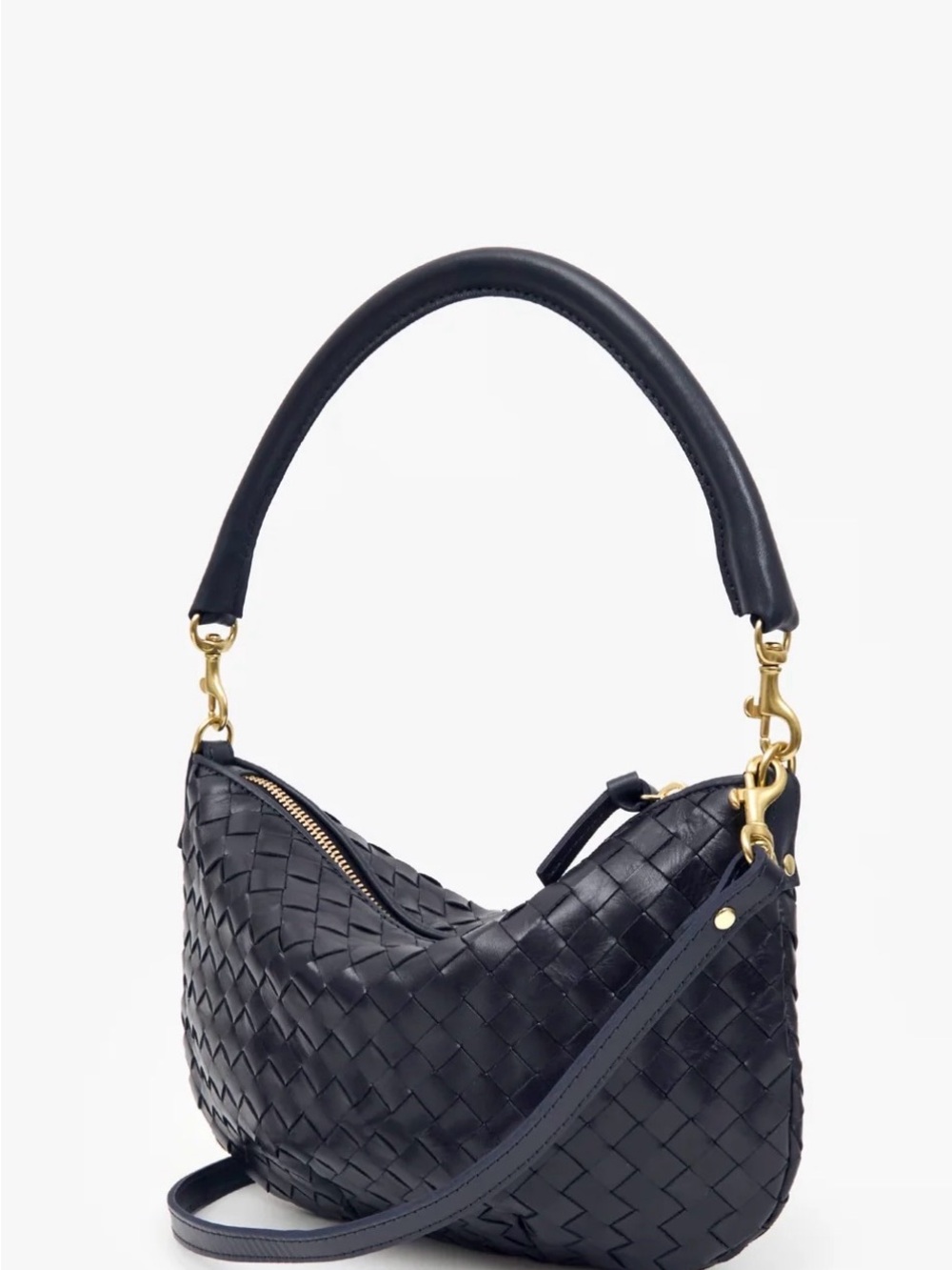 Clare V Petit Moyen leather crossbody bag - Twilight Navy Diagonal Woven NWT - Picture 4 of 9
